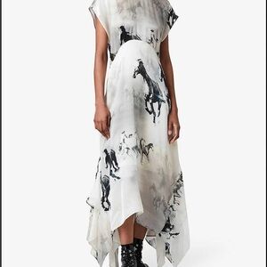 AllSaints Horse Silk Black and White Dress